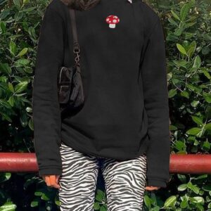 Fashion streetwear Small Mushroom Embroidery sweatshirt - Image 4