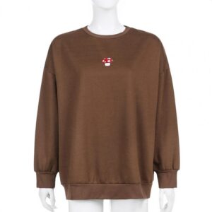 Fashion streetwear Small Mushroom Embroidery sweatshirt - Image 5
