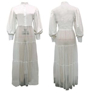 Korean Streetwear Puff Sleeve Patchwork Casual Party Dress - Image 9