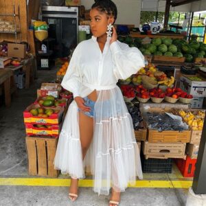 Korean Streetwear Puff Sleeve Patchwork Casual Party Dress