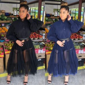 Korean Streetwear Puff Sleeve Patchwork Casual Party Dress - Image 7