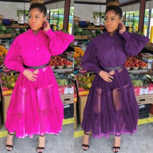 Korean Streetwear Puff Sleeve Patchwork Casual Party Dress - Image 8