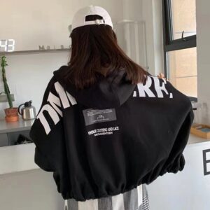 Letters Print Hooded Long Batwing Sleeve Sweatshirts Coat - Image 11