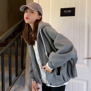 Letters Print Hooded Long Batwing Sleeve Sweatshirts Coat - Image 3