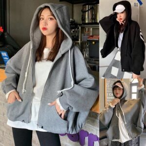 Letters Print Hooded Long Batwing Sleeve Sweatshirts Coat