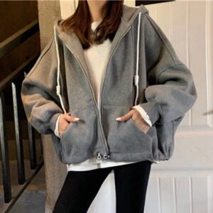 Letters Print Hooded Long Batwing Sleeve Sweatshirts Coat - Image 8