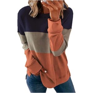 Long Sleeve Top O-neck Sweatshirt Casual Patchwork Pullover - Image 2