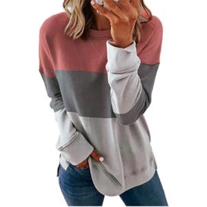 Long Sleeve Top O-neck Sweatshirt Casual Patchwork Pullover - Image 3
