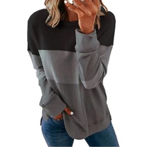 Long Sleeve Top O-neck Sweatshirt Casual Patchwork Pullover - Image 4