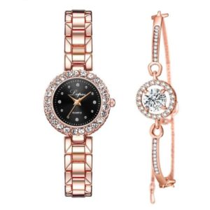 Luxury Diamond Jewelry Bracelet And Wrist Watch Set - Image 2
