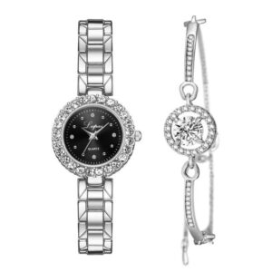 Luxury Diamond Jewelry Bracelet And Wrist Watch Set - Image 4
