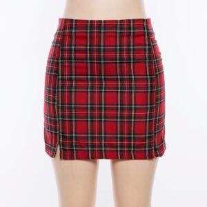 New Casual Plaid Slim High Waist Zipper Pencil Skirt - Image 3