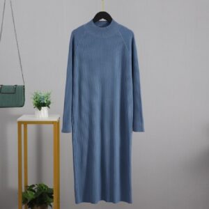 Oversized Long Straight Turtleneck Sweater Maxi Dress - Image 2