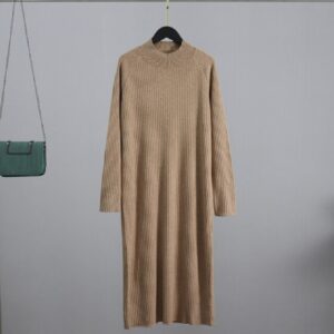 Oversized Long Straight Turtleneck Sweater Maxi Dress - Image 14