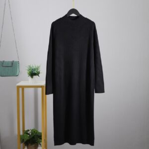 Oversized Long Straight Turtleneck Sweater Maxi Dress - Image 3