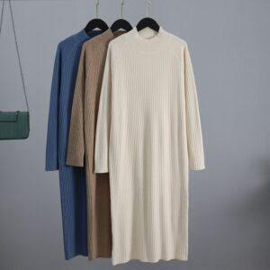 Oversized Long Straight Turtleneck Sweater Maxi Dress - Image 4