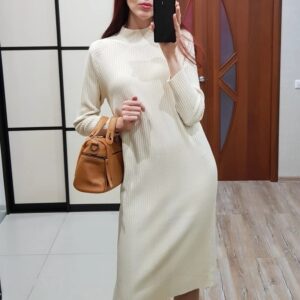 Oversized Long Straight Turtleneck Sweater Maxi Dress - Image 10