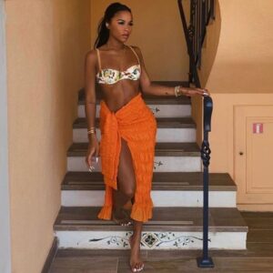 Lace Up High Waist Folds Street Long Skirt