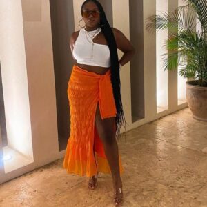 Lace Up High Waist Folds Street Long Skirt - Image 5
