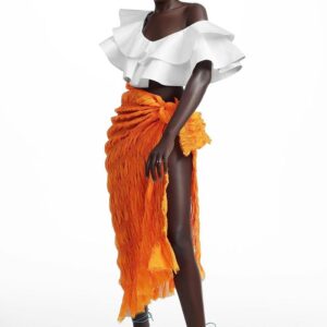 Lace Up High Waist Folds Street Long Skirt - Image 4