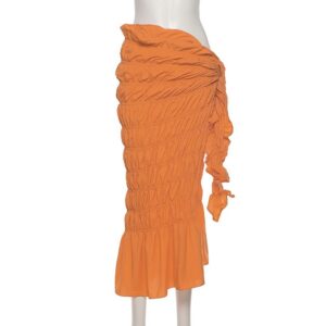 Lace Up High Waist Folds Street Long Skirt - Image 6
