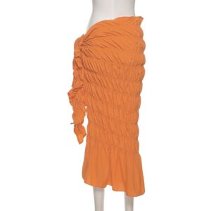 Lace Up High Waist Folds Street Long Skirt - Image 8