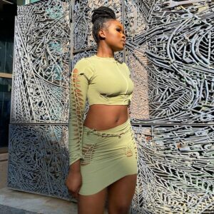 Solid Elastic High Waist Mini Skirt - Image 2