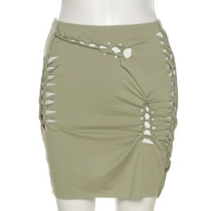 Solid Elastic High Waist Mini Skirt - Image 4
