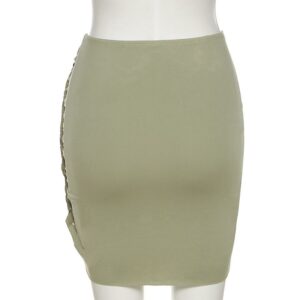 Solid Elastic High Waist Mini Skirt - Image 6