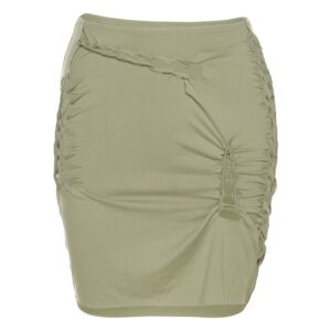 Solid Elastic High Waist Mini Skirt - Image 5