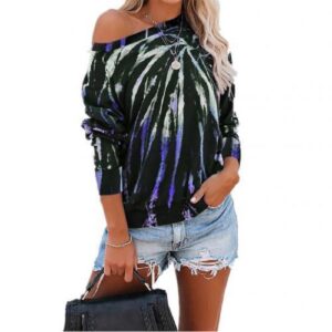 Tie Dye Print Hoodie Pullover O Neck Sweatshirts - Image 2
