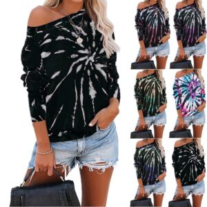 Tie Dye Print Hoodie Pullover O Neck Sweatshirts