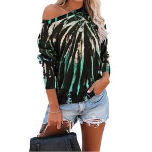 Tie Dye Print Hoodie Pullover O Neck Sweatshirts - Image 5