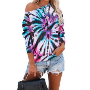 Tie Dye Print Hoodie Pullover O Neck Sweatshirts - Image 7