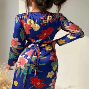 Vintage Floral Printed Sexy Midi A Line Dresses - Image 2