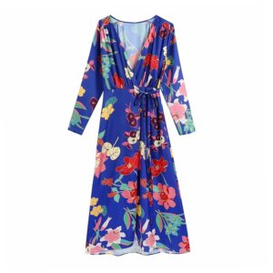 Vintage Floral Printed Sexy Midi A Line Dresses - Image 3
