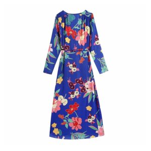 Vintage Floral Printed Sexy Midi A Line Dresses - Image 4