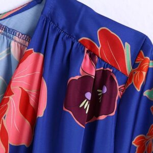 Vintage Floral Printed Sexy Midi A Line Dresses - Image 5