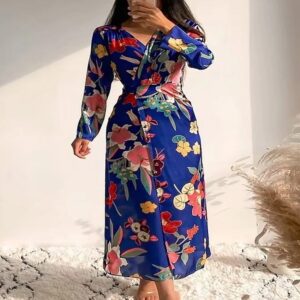 Vintage Floral Printed Sexy Midi A Line Dresses - Image 9