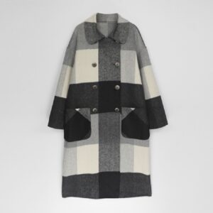 Vintage Plaid Woolen Double Breasted Fashion Overcoat - Image 2