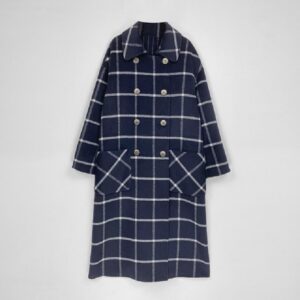Vintage Plaid Woolen Double Breasted Fashion Overcoat - Image 6