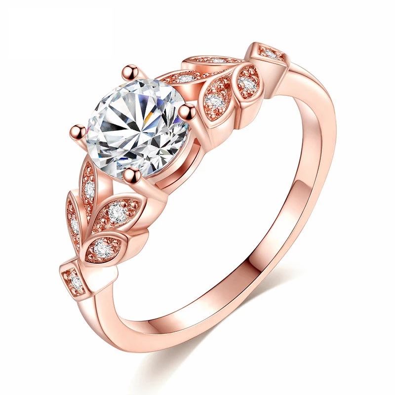 Fashion Crystal Leaf Engagement Rings