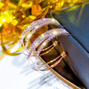 Multilayer Shining Crystal Circle Earrings - Image 2