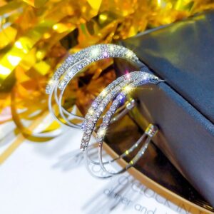 Multilayer Shining Crystal Circle Earrings - Image 3