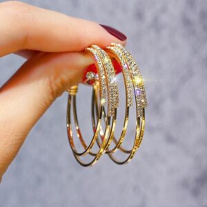 Multilayer Shining Crystal Circle Earrings - Image 5