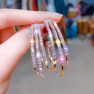Multilayer Shining Crystal Circle Earrings - Image 7