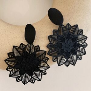 Vintage Forest Flower Big Hollow Pattern Earrings - Image 3