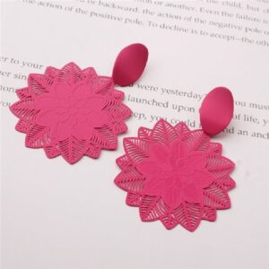 Vintage Forest Flower Big Hollow Pattern Earrings - Image 6