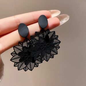 Vintage Forest Flower Big Hollow Pattern Earrings - Image 9