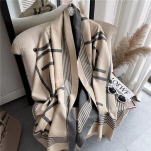 Casual Double Sided Print Thick Warm Scarf - Image 5